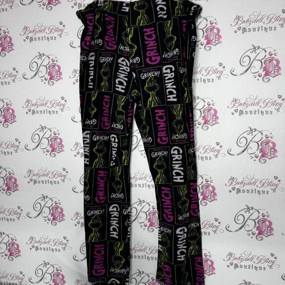 The grinch pants fleece black green pink grinch movie dr.Seuss comfy soft - Picture 5 of 6